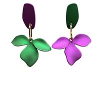 Floral Drop Earrings - Hand-Painted Multicolor Design, Lightweight Statement Accessories For Women(Red)