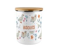 Floral Ducks Biscuit Storage Canister - Pretty 2.7L Extra-Large Enamel Home & Kitchen Organisation Container