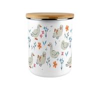 Floral Ducks Storage Canister - Pretty 2.7L Extra-Large Enamel Home & Kitchen Organisation Container