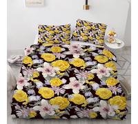 Floral Duvet Cover Sets Single Pastoral Style 3D Printed Bedding Set and Zipper Closure soft Microfiber lightweight Comforter Cover for boys girls,2 Pillowcases yf 116