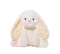 Floral Ear Bunny Plush Toy Stuffed Cartoon Doll - Soft White Rabbit with Long Patterned Ears, Cute Animal Figure for Kids Room Decoration and Cuddling, Ultra Cozy Plush Companion, 38cm