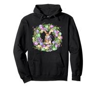 Floral Easter Bunny Wreath Decor For Women Cute Easter Day Pullover Hoodie