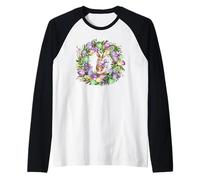 Floral Easter Bunny Wreath Decor for Women Cute Easter Day Raglan Baseball Tee