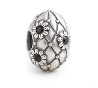 Floral Easter Egg Charm for Pandora Bracelet - 'Jet Black Crystals'