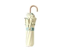 Floral Edge Folding Umbrella with Golden Hook-Shaped Handle - 8 Ribs Compact Travel Umbrella for Women Girls Kids/UV 50+ Sun Rain Protection/Lightweight Portable/Fits Handbags & Totes