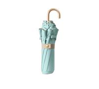 Floral Edge Folding Umbrella with Golden Hook-Shaped Handle - 8 Ribs Compact Travel Umbrella for Women Girls Kids/UV 50+ Sun Rain Protection/Lightweight Portable/Fits Handbags & Totes