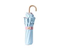 Floral Edge Folding Umbrella with Golden Hook-Shaped Handle - 8 Ribs Compact Travel Umbrella for Women Girls Kids/UV 50+ Sun Rain Protection/Lightweight Portable/Fits Handbags & Totes