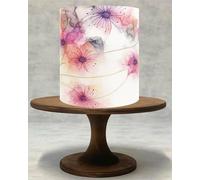 Floral Edible Cake Wrap Around - Watercolour Flower Cake Decoration for Birthday, Wedding or Celebration Cake - A4 Icing Sheet or Wafer Paper!111 (Icing Sheet)