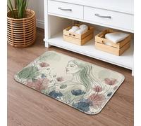 Floral Elegance Quick Dry Bath Mat, Botanical Line Art Absorbent Non Slip Shower Mat, Spring Decorative Washable Bath Rugs for Bathroom Toilet Restroom 20x32 Inch
