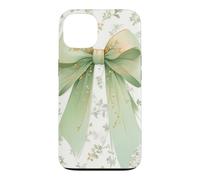 Floral Elegant Green Bow Ribbon Wildflower Pattern Girls Case for iPhone 13