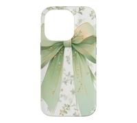 Floral Elegant Green Bow Ribbon Wildflower Pattern Girls Case for iPhone 14 Pro
