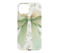 Floral Elegant Green Bow Ribbon Wildflower Pattern Girls Case for iPhone 15 Plus