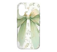 Floral Elegant Green Bow Ribbon Wildflower Pattern Girls Case for iPhone 17