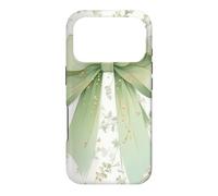Floral Elegant Green Bow Ribbon Wildflower Pattern Girls Case for iPhone 17 Pro
