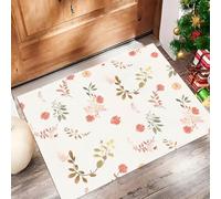 Floral Elements Door Mats 45 X 75 Cm, Washable Indoor Doormat Tpr Non-Slip, Dirt Trapper Front Door Mat Inside, Simple Style Super Absorbent Entrance Rug For Entryway, Pets And Dogs - White