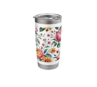 Floral Elements Such as Roses, Peonies and Sunflowers Stainless Steel Insulated Tumbler
