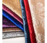 Floral Elements Velvet Fabric Vintage Decorative Fabric Sold by The Meter（One Piece is 39.37 inches）for Home Accents Pillows tablecloths Crafts Sewing Draping(Color:4 Beige)