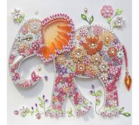 Floral Elephant Partial Special Shaped Diamond Art Painting Kits for Adults Beginners, Crystal Rhinestone Gem Diamond Art Craft Kit Perfect for Home Wall Decor 11.81x11.81inch