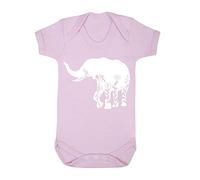 Floral Elephant Silhouette Watercolour Cut Out Baby Grow Vest, 6-12 Months, Pastel Pink