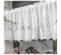 Floral Embroidered Lace Curtain Tier, Shabby Chic Kitchen Curtain Valance, Country Crochet Cafe Curtain for Small Windows(W150xH60cm(W59xH24in))