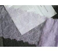 Floral Embroidered Lace Mesh Trim, Double Edging Eyelash Lace Trim 3 Meters Long 24.5CM Wide Multicolor(Lightpurple)