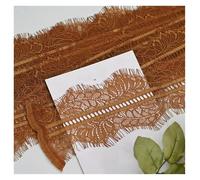 Floral Embroidered Lace Mesh Trim, Double Eyelash Lace Fabric Multicolor Pack of 5 3m X 10-12cm(Caramel Color)