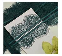 Floral Embroidered Lace Mesh Trim, Double Eyelash Lace Fabric Multicolor Pack of 5 3m X 10-12cm(Dark Green)