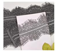 Floral Embroidered Lace Mesh Trim, Double Eyelash Lace Fabric Multicolor Pack of 5 3m x 10-12cm(Dark Grey)