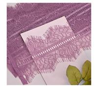 Floral Embroidered Lace Mesh Trim, Double Eyelash Lace Fabric Multicolor Pack of 5 3m X 10-12cm(Dark Purple)