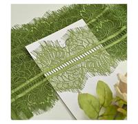 Floral Embroidered Lace Mesh Trim, Double Eyelash Lace Fabric Multicolor Pack of 5 3m X 10-12cm(Grass Green)