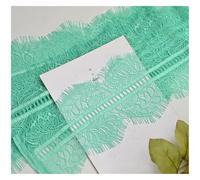 Floral Embroidered Lace Mesh Trim, Double Eyelash Lace Fabric Multicolor Pack of 5 3m X 10-12cm(Jade Green)