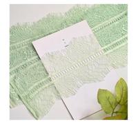 Floral Embroidered Lace Mesh Trim, Double Eyelash Lace Multicolor 3m x 10-12cm Pack of 5(Bean Green)