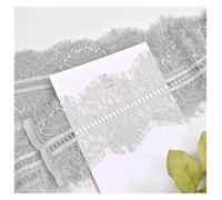 Floral Embroidered Lace Mesh Trim, Double Eyelash Lace Multicolor 3m x 10-12cm Pack of 5(Light Grey)