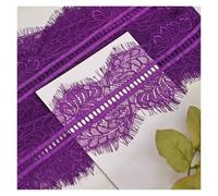 Floral Embroidered Lace Mesh Trim, Double Eyelash Lace Multicolor 3m x 10-12cm Pack of 5(Purple)