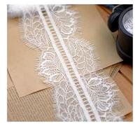 Floral Embroidered Lace Mesh Trim, Double Eyelash Lace Multicolor 3m x 10-12cm Pack of 5(White)