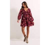 Floral Empire Seam Blouson Sleeve Printed Mini Dress Dorothy Perkins Floral 12