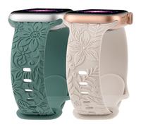 Floral Engraved Band Compatible with Apple Watch Bands 40mm 41mm 38mm 42mm 44mm 45mm 49mm Women, Cute Soft Flower Silicone Designer Sport Strap For iWatch Ultra 2 SE Series 9 8 7 6 5 4 3 2 1