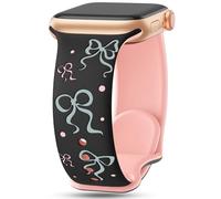 Floral Engraved Bands Compatible with Apple Watch Band 41mm 40mm 44mm 45mm 42mm 38mm 49mm 46mm for Women,Cute Flower iWatch Bands Soft Silicone Sport Strap for iWatch Series SE 10 9 8 7 6 5 4 3 Ultra