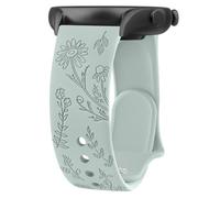 Floral Engraved Bands for IDW13, IDW16, IDW19 Smartwatch Bands, 22mm Soft Silicone Flower Pattern Replacement Strap - Mint Green