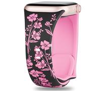 Floral Engraved Silicone Bands Compatible with Apple Watch Band 38mm 40mm 41mm 42mm 44mm 45mm 49mm for Women, Two-Tone Flower Sport Soft Strap for iWatch Series 9/Ultra/8/7/SE/6/5/4/3/2/1
