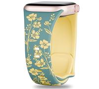 Floral Engraved Silicone Bands Compatible with Apple Watch Band 38mm 40mm 41mm 42mm 44mm 45mm 49mm for Women, Two-Tone Flower Sport Soft Strap for iWatch Series 9/Ultra/8/7/SE/6/5/4/3/2/1