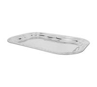 Floral Engraved Stainless Steel Serving Platter, Rectangle Tea Tray | Silver Mirror Finish, Vintage European Style, Decorative Display for Appetisers, Coffee, Catering Service and Formal Events