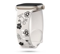 Floral Engraved strap Compatible with Apple Watch Strap 40mm 44mm 42mm 41mm 38mm 45mm 46mm 49mm Women,Cute Silicone Sport Bracelet for Apple Watch Series SE 3 2nd 11 10 9 8 7 6 5 4 3 iWatch Strap