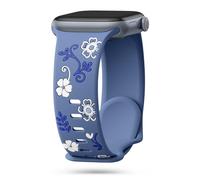 Floral Engraved strap Compatible with Apple Watch Strap 40mm 44mm 42mm 41mm 38mm 45mm 46mm 49mm Women,Cute Silicone Sport Bracelet for Apple Watch Series SE 3 2nd 11 10 9 8 7 6 5 4 3 iWatch Strap