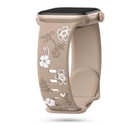 Floral Engraved strap Compatible with Apple Watch Strap 40mm 44mm 42mm 41mm 38mm 45mm 46mm 49mm Women,Cute Silicone Sport Bracelet for Apple Watch Series SE 3 2nd 11 10 9 8 7 6 5 4 3 iWatch Strap