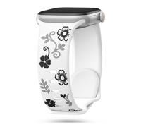 Floral Engraved strap Compatible with Apple Watch Strap 40mm 44mm 42mm 41mm 38mm 45mm 46mm 49mm Women,Cute Silicone Sport Bracelet for Apple Watch Series SE 3 2nd 11 10 9 8 7 6 5 4 3 iWatch Strap