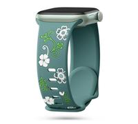 Floral Engraved strap Compatible with Apple Watch Strap 40mm 44mm 42mm 41mm 38mm 45mm 46mm 49mm Women,Cute Silicone Sport Bracelet for Apple Watch Series SE 3 2nd 11 10 9 8 7 6 5 4 3 iWatch Strap