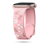 Floral Engraved strap Compatible with Apple Watch Strap 40mm 44mm 42mm 41mm 38mm 45mm 46mm 49mm Women,Cute Silicone Sport Bracelet for Apple Watch Series SE 3 2nd 11 10 9 8 7 6 5 4 3 iWatch Strap