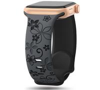 Floral Engraved Strap Compatible with Apple Watch Straps 38mm 40mm 41mm 42mm 44mm 45mm 46mm 49mm for Women,Cute Flower Band Soft Silicone Sport Strap for iWatch Series 11 10 9 8 7 6 5 4 3 2 1 SE Ultra