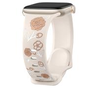 Floral Engraved Strap for Apple Watch Straps 44mm 45mm 49mm 46mm 42mm Women, Cute Flower Engraved Soft Silicone Sport Bands for iWatch Series 11 10 9 8 7 6 5 4 3 SE3 SE2 Ultra